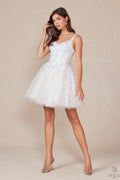 Sequin Embellished Corset Short Tulle Wedding Dress NXH846W
