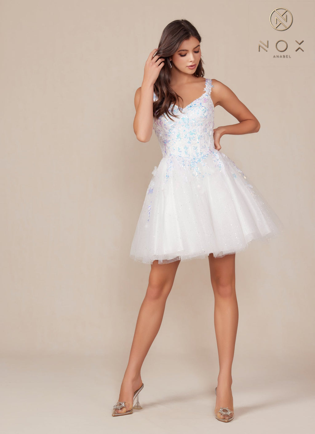 Sequin Embellished Corset Short Tulle Wedding Dress NXH846W