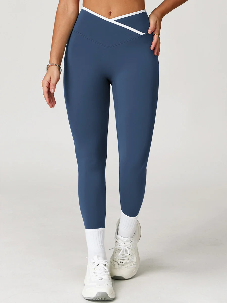 Pastel Colorblock Crossover Leggings-5