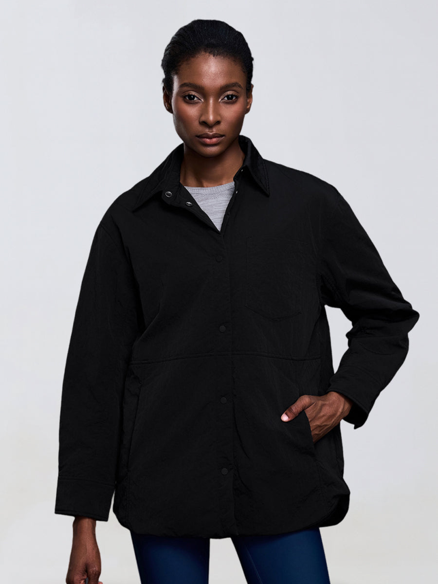 CozyLayer Collared Puffer Shirt-4