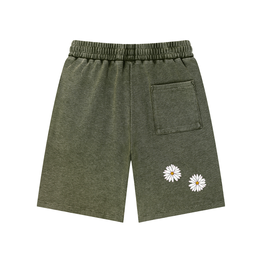 Shorts,Summer,Washed,Mineral wash waffle,Knit shorts ,Vedoy Collective ,Flower Collection ,Flowers,Flower print,Floral