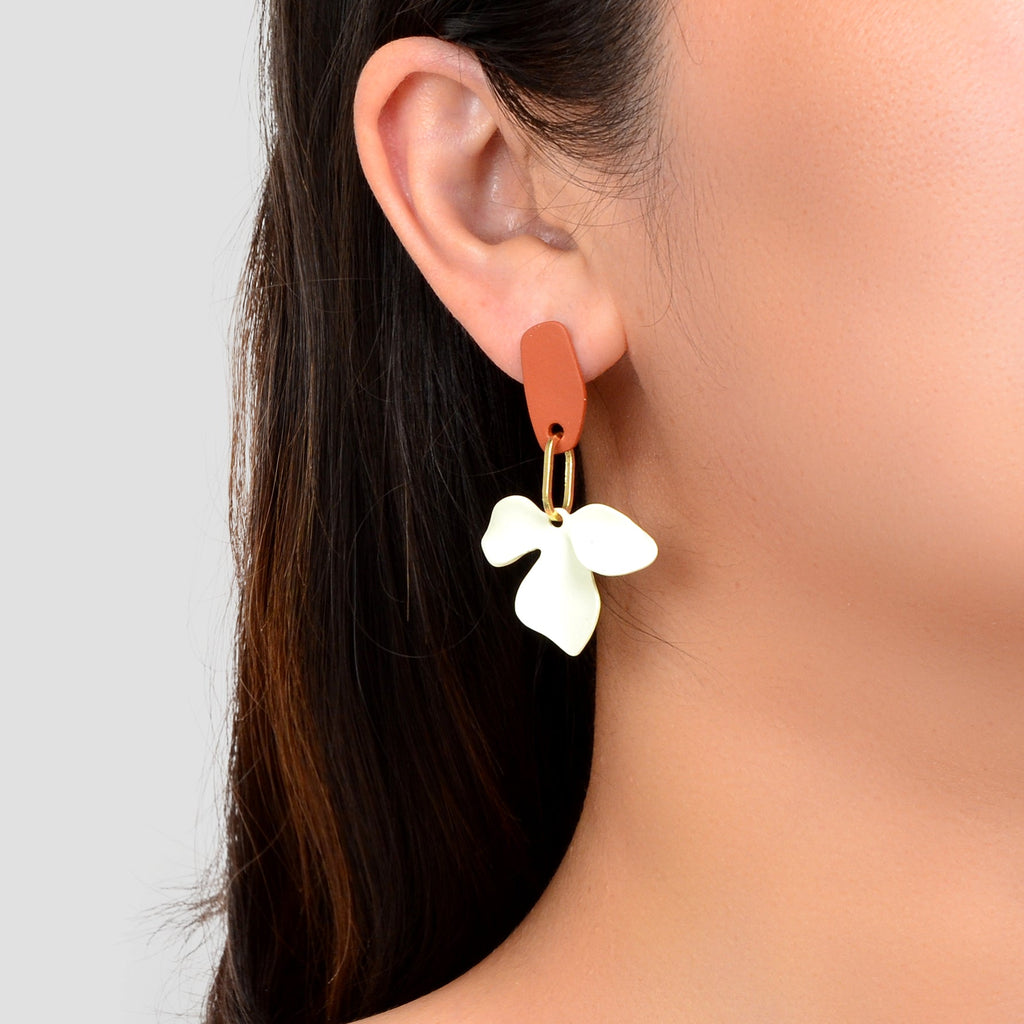 Designer Stylish Multicoloured Flower Dangle Stud Pierced Earrings Party Jewelry-4