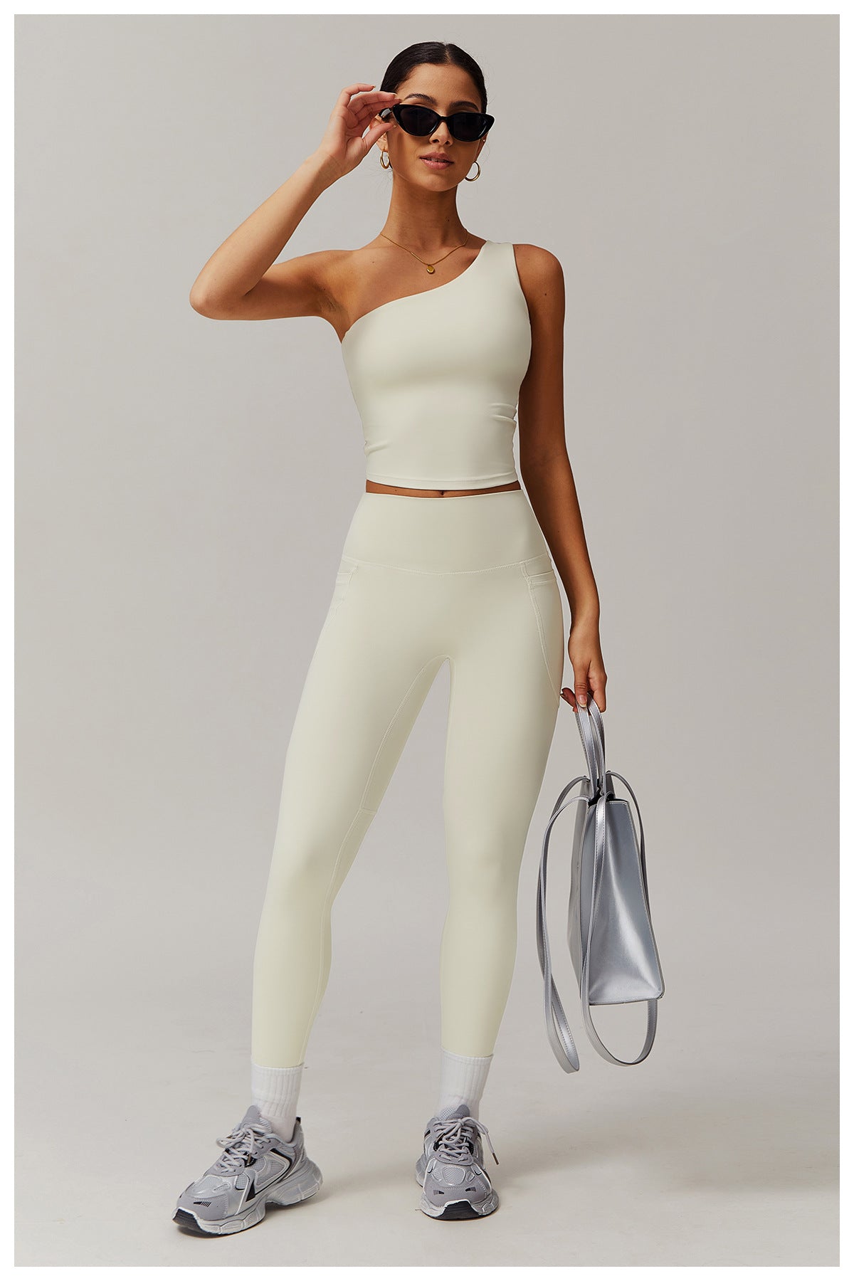 One-Shoulder Cinched Yoga Tank-3