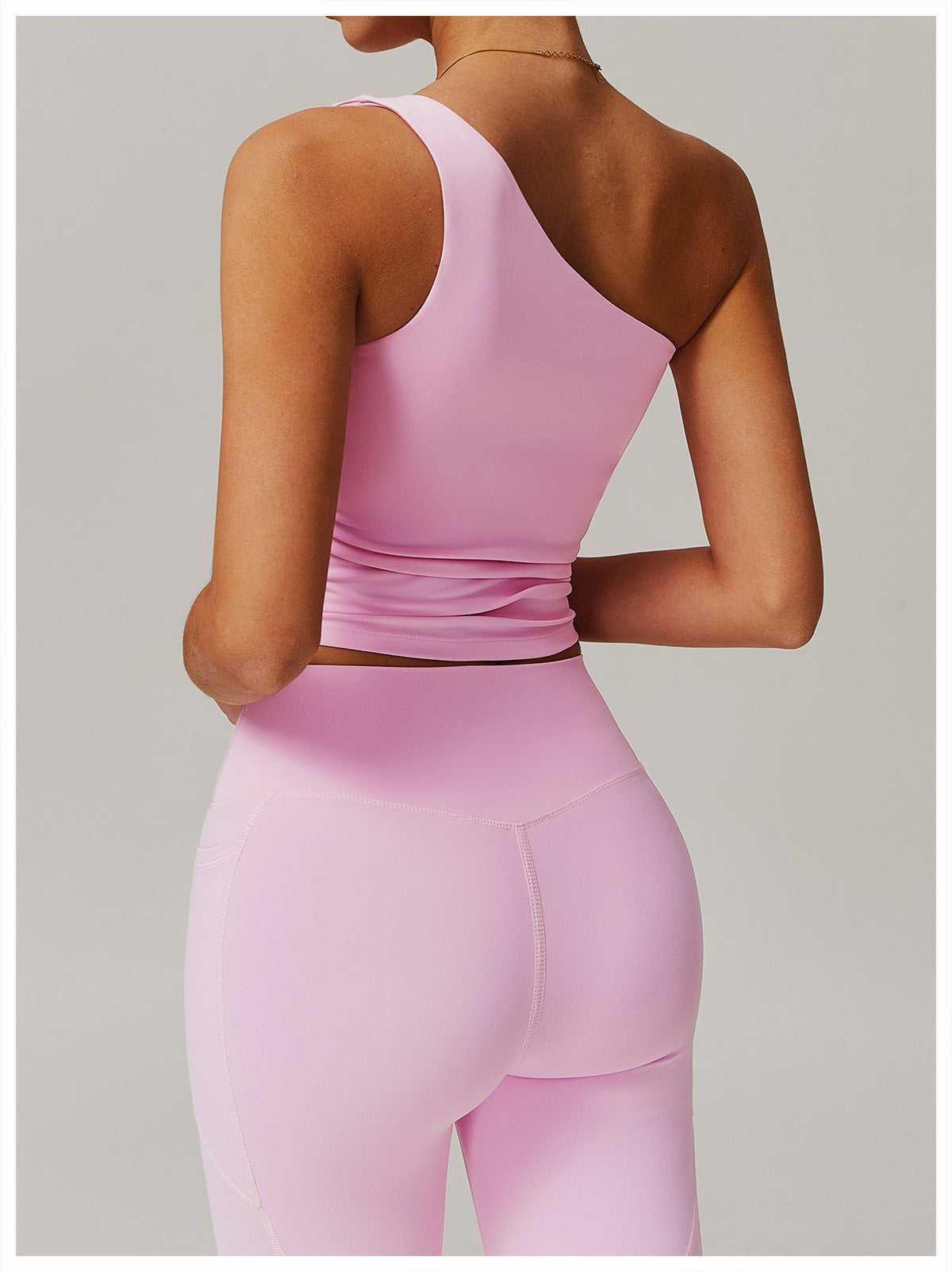 One-Shoulder Cinched Yoga Tank-2