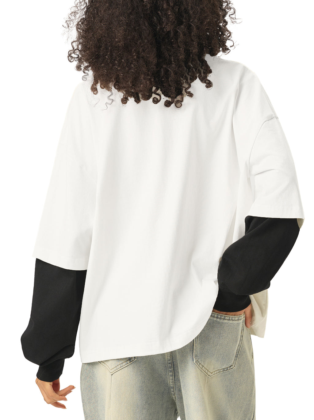 Vedoy Collective,Layered Contrast Sleeve ,100% Cotton,Layered
