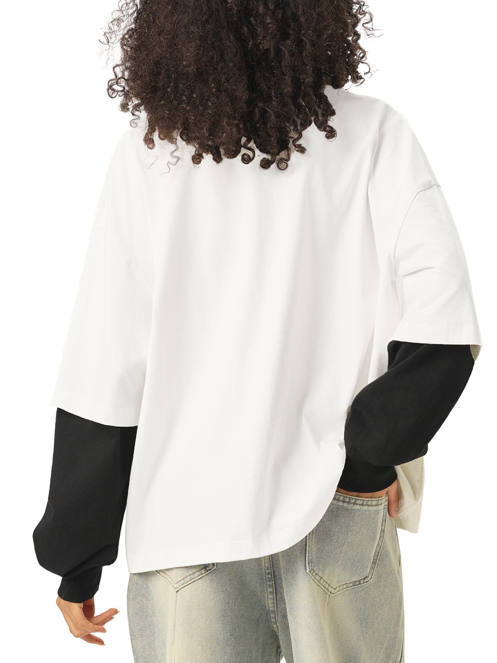 Vedoy Collective,Layered Contrast Sleeve ,100% Cotton,Layered