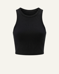 Women's Merino Wool Crop Top Black | Non-Toxic Workout Top-0