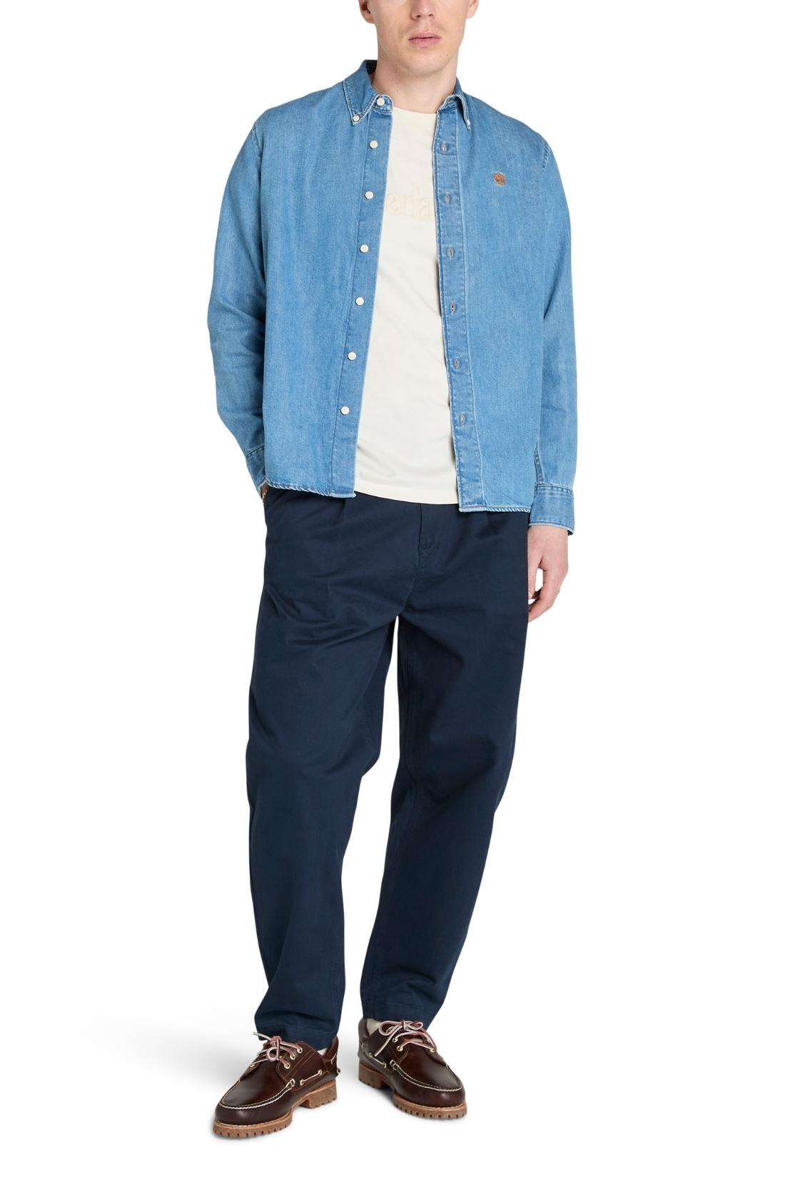 TIMBERLAND - Men's denim shirt with logo-1