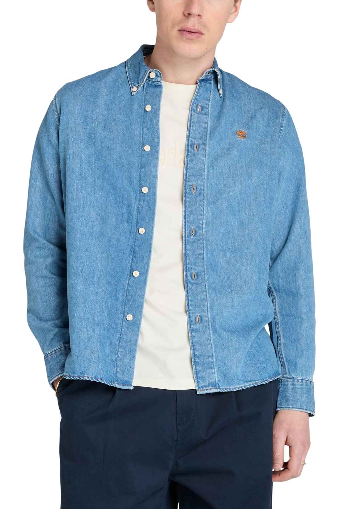 TIMBERLAND - Men's denim shirt with logo-2