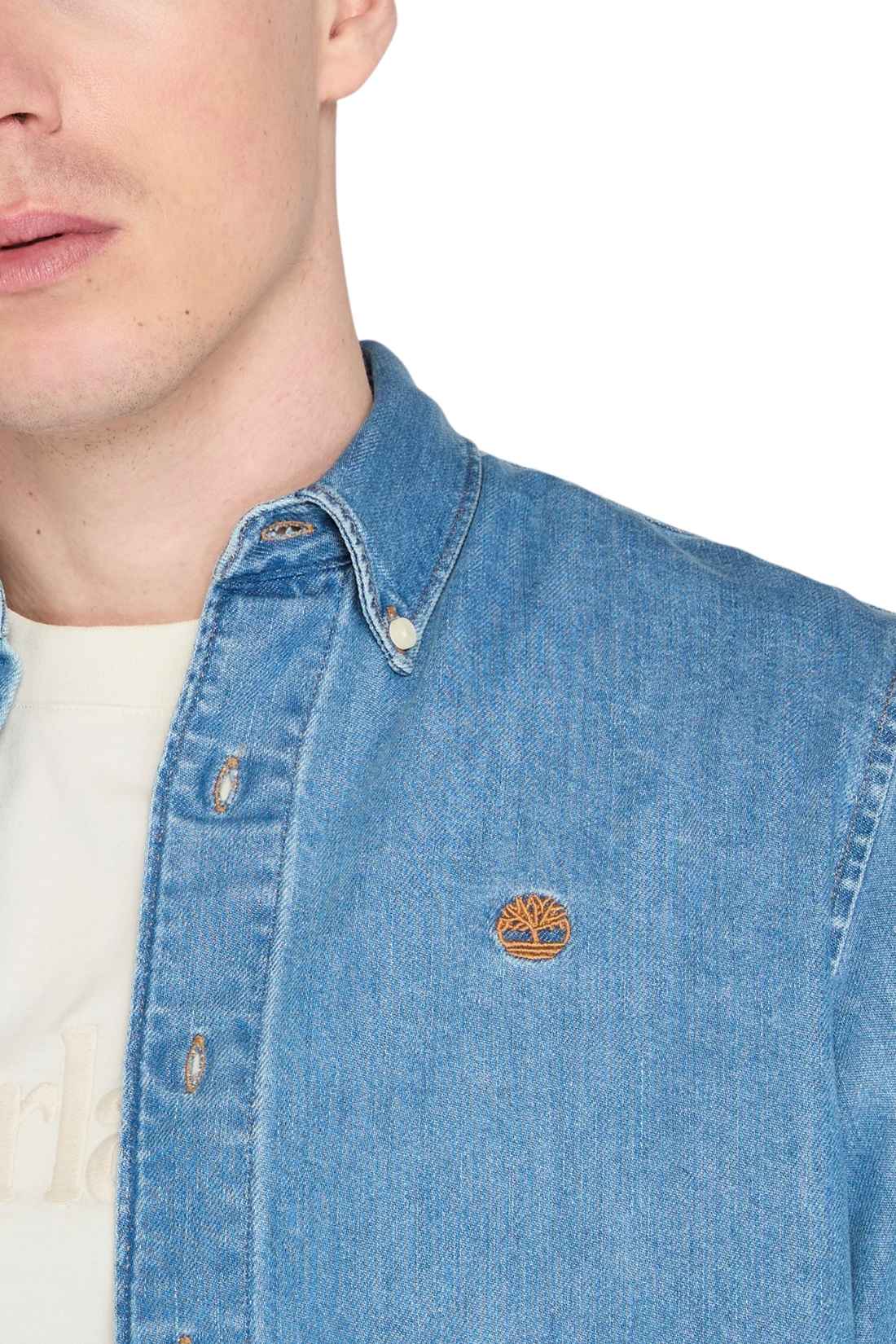 TIMBERLAND - Men's denim shirt with logo-4